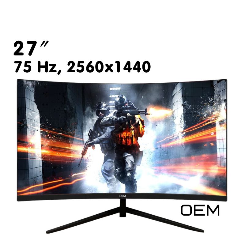 OEM27"Мониторигровойдлякомпьютераизогнутыйэкран27дюймов,75Hz,2560х1440,2К1440p,черный,черно-серый