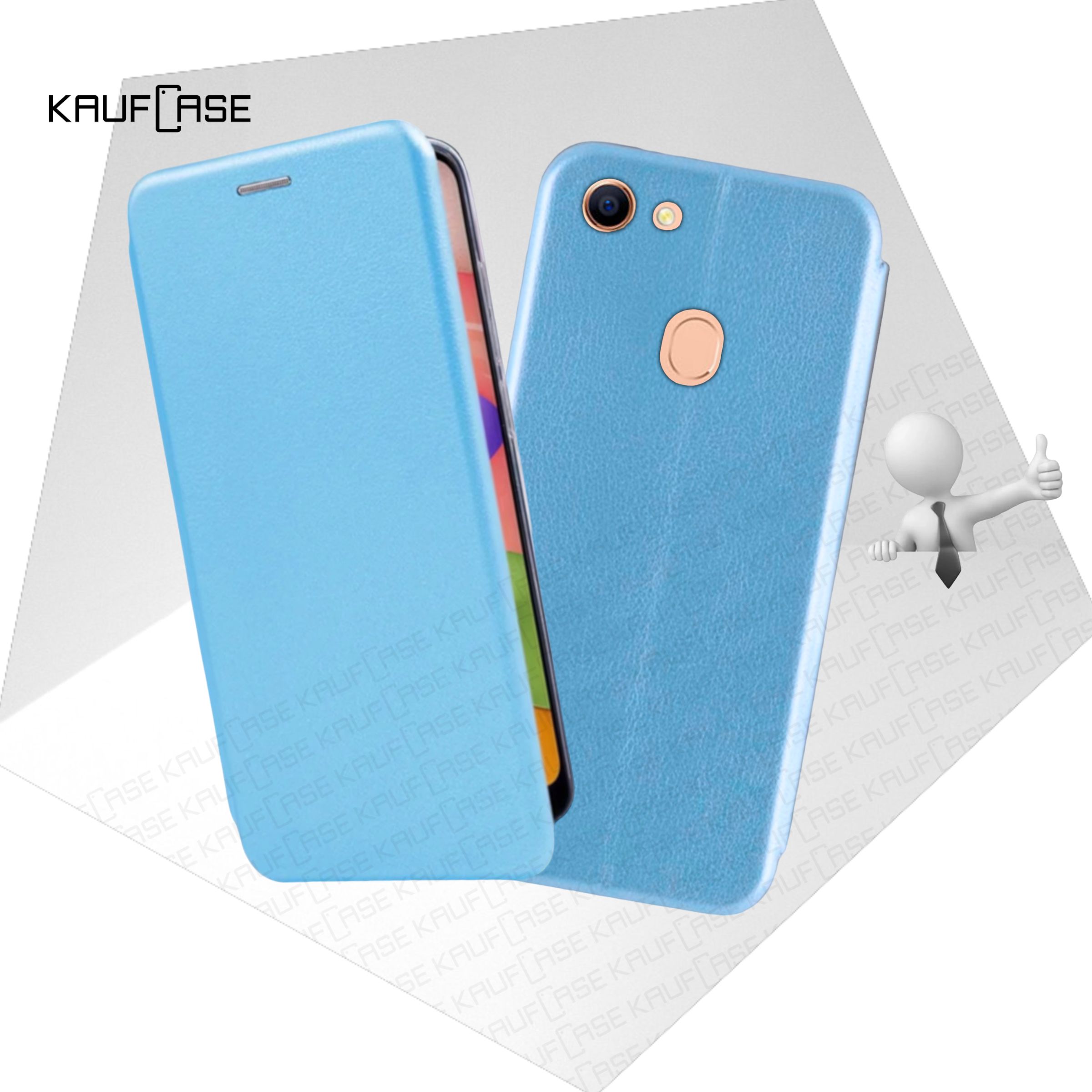 Чехол книжка KaufCase для телефона Oppo F5 (CPH1723) (6"), голубой. Трансфомер