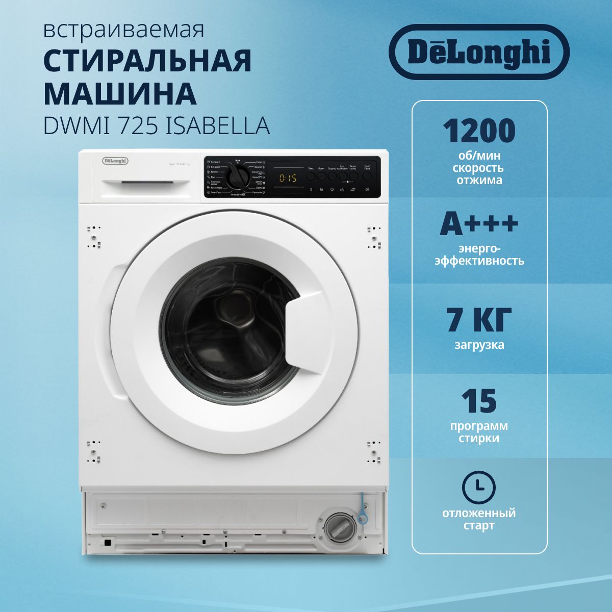 Стиральная машина DeLonghi DWMI 725 ISABELLA, белый - купить по выгодной  цене в интернет-магазине OZON (1280918068)