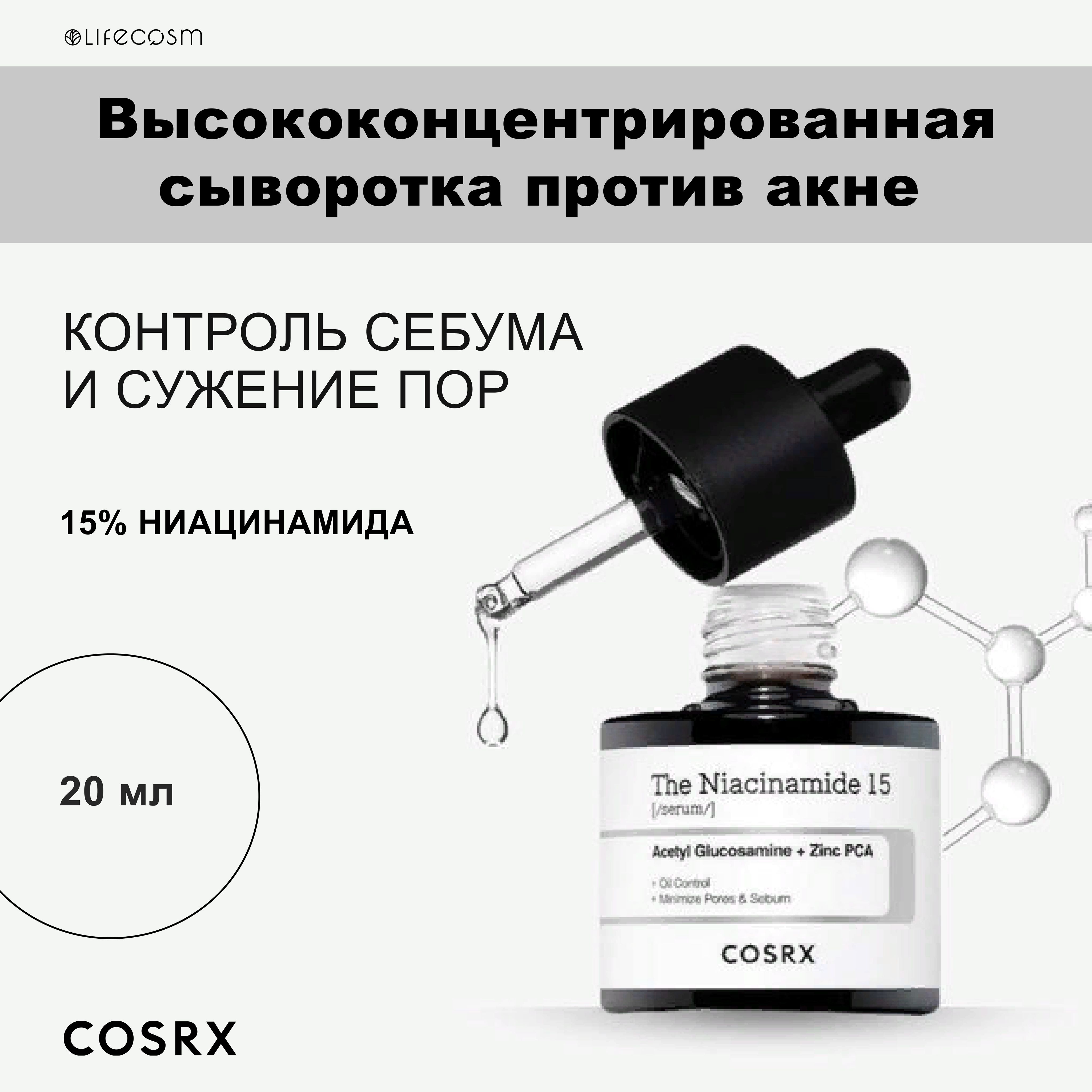 COSRX Сыворотка для лица с ниацинамидом от прыщей The Niacinamide 15 Serum, 20 мл