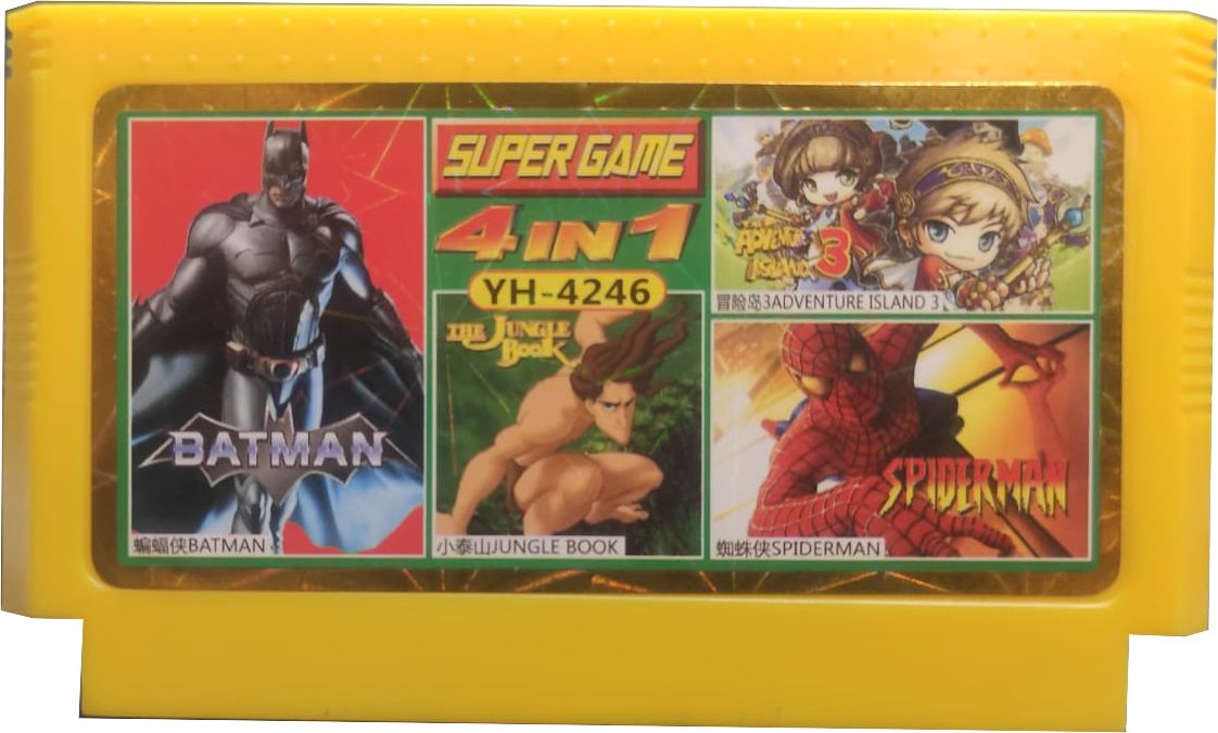 Картридж для Dendy 8 бит сборник 4 игры YH 4246 Batman 2, Street Fighter, SD Fighter, Spiderman