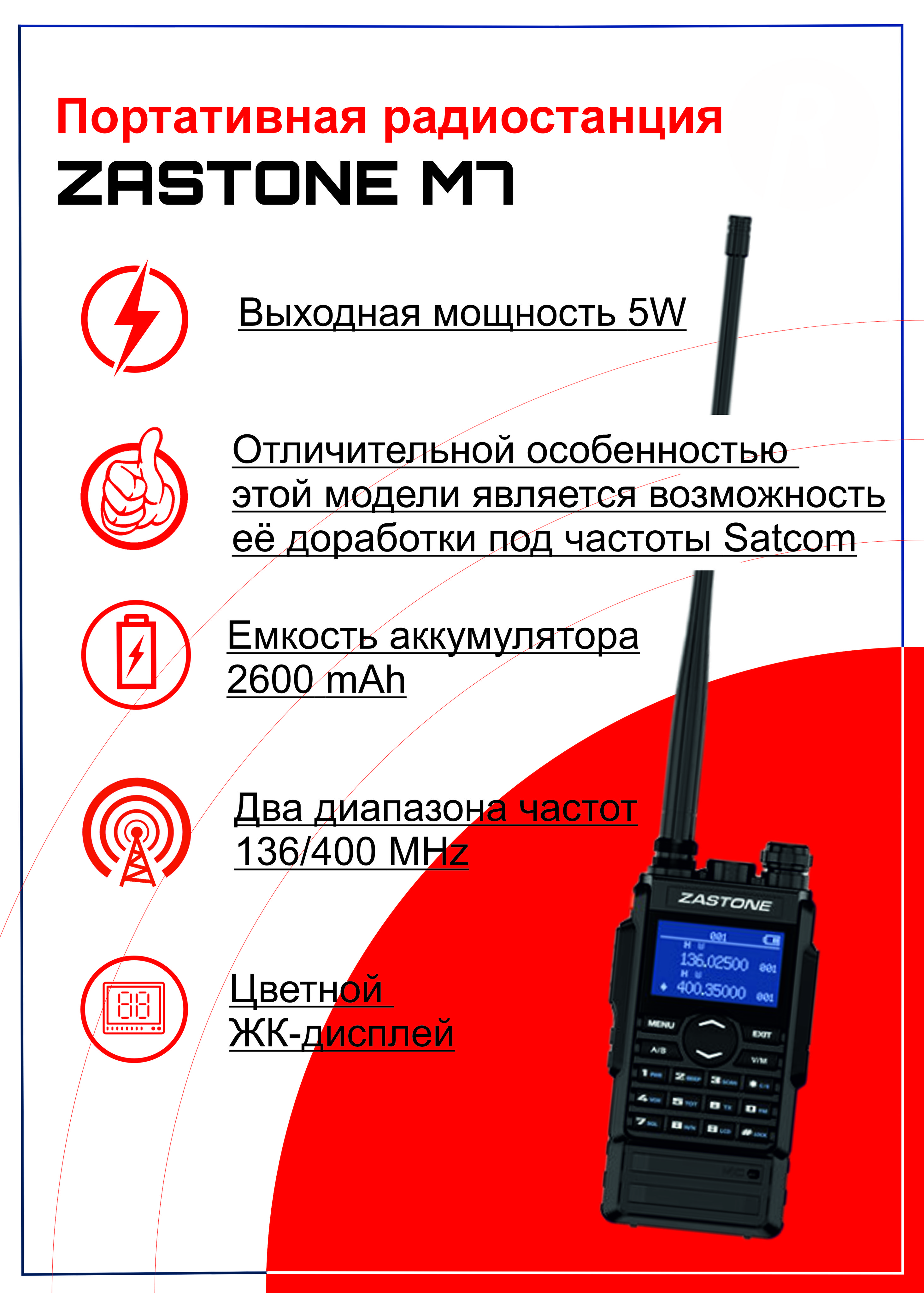 Радиостанция ZASTONE M7, 250 каналов - купить по доступным ценам в  интернет-магазине OZON (706198850)