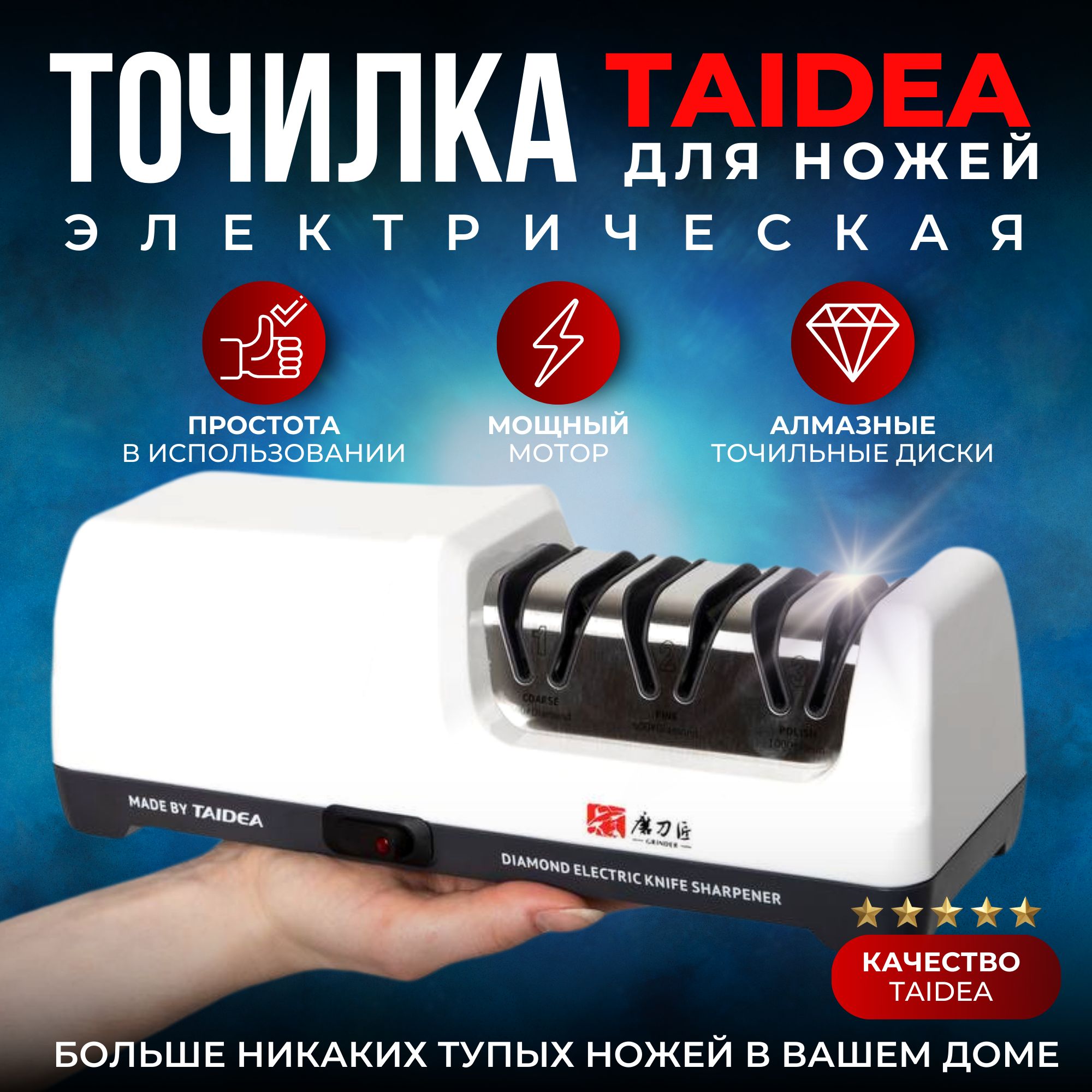 Точилка для ножей электрическая Taidea TG2202 - купить с доставкой по  выгодным ценам в интернет-магазине OZON (1321366424)