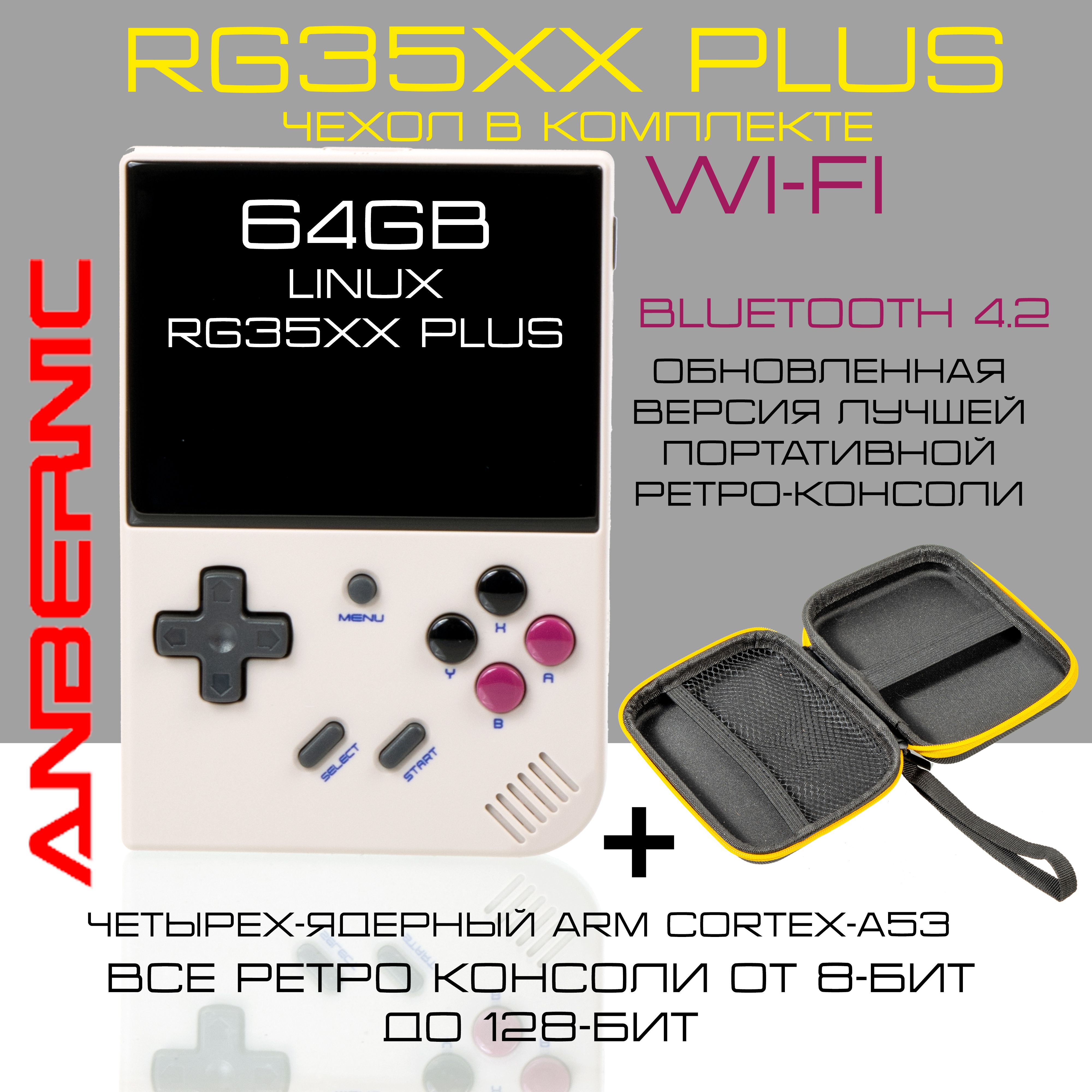 Портативная игровая консоль Anbernic RG35XX PLUS + чехол. Серая. - купить с  доставкой по выгодным ценам в интернет-магазине OZON (1374419437)