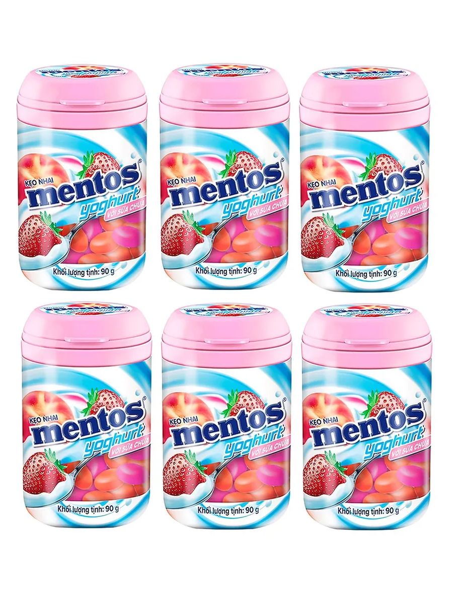 Конфеты Mentos Yogurt Peach Strawberry / Йогурт Персик Клубника 90 гр х 6 шт