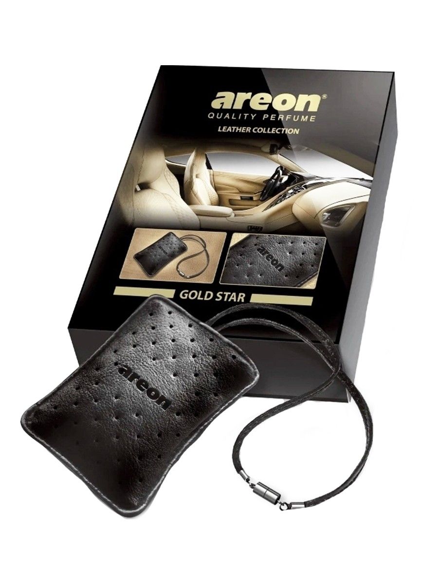 Areon Leather Collection - подвесной автомобильный ароматизатор gold star