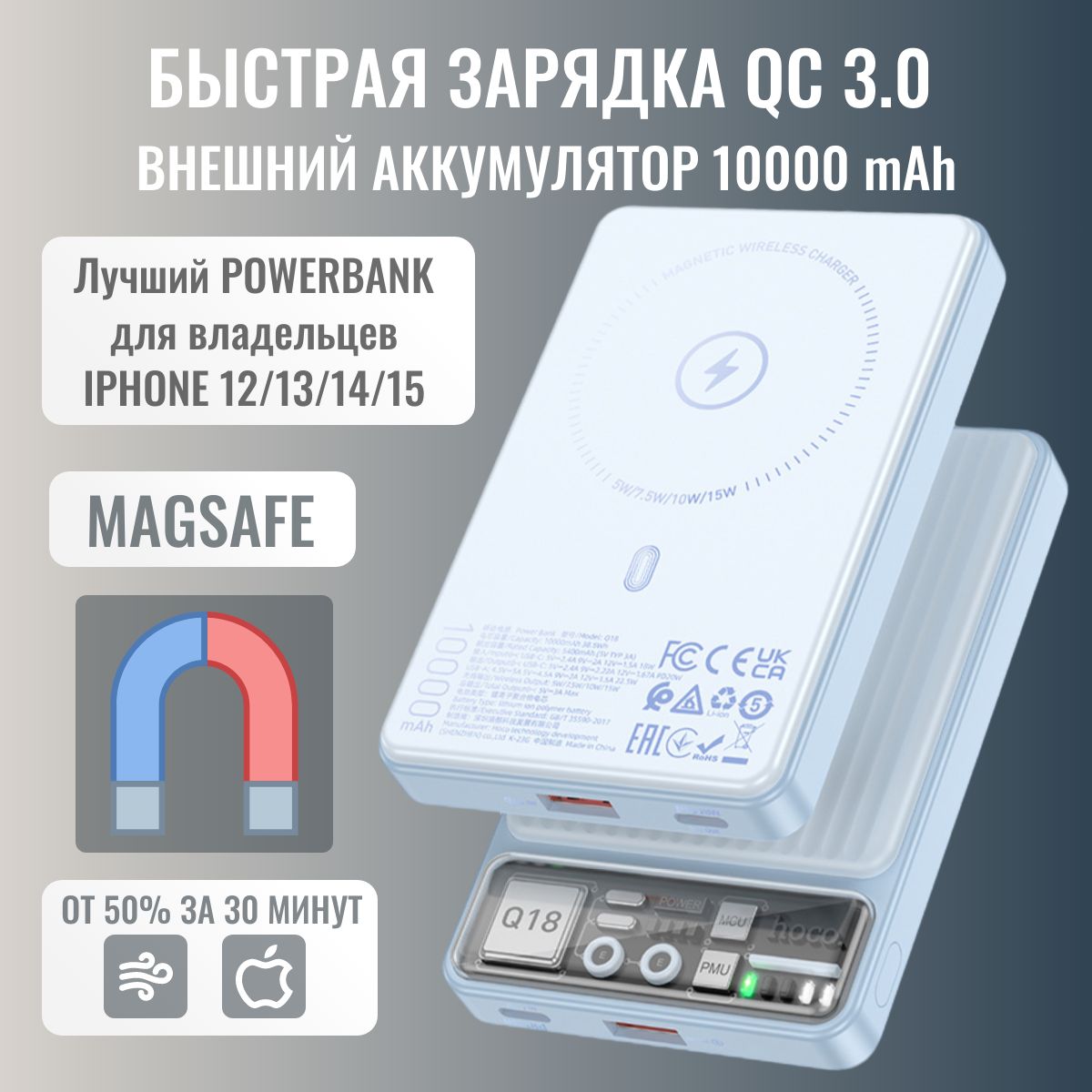 Внешний аккумулятор (Power Bank) hoco akb - купить по выгодным ценам в  интернет-магазине OZON (1419412500)