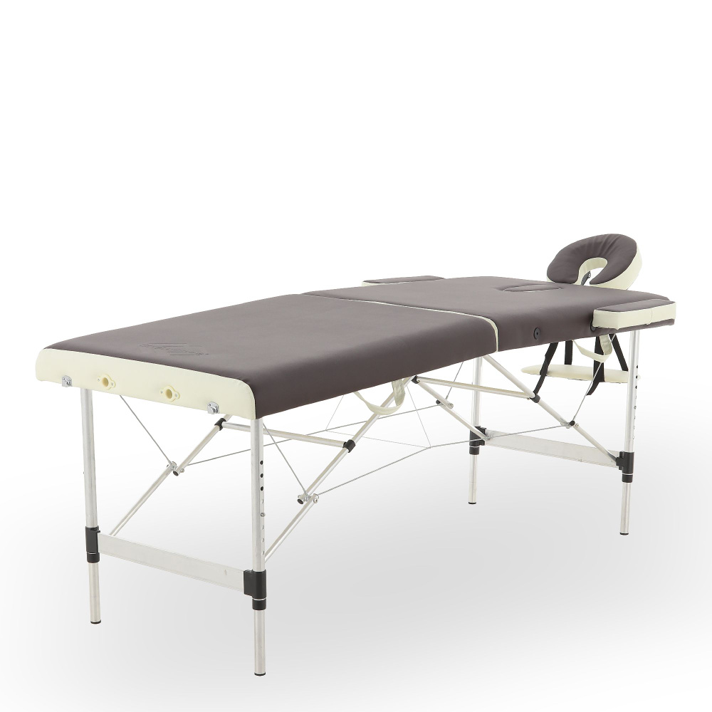 Массажный стол складной алюминиевый Med-Mos JFAL01A 2-х секционный (коричневый/кремовый) (PA2.20.10A-00) #1