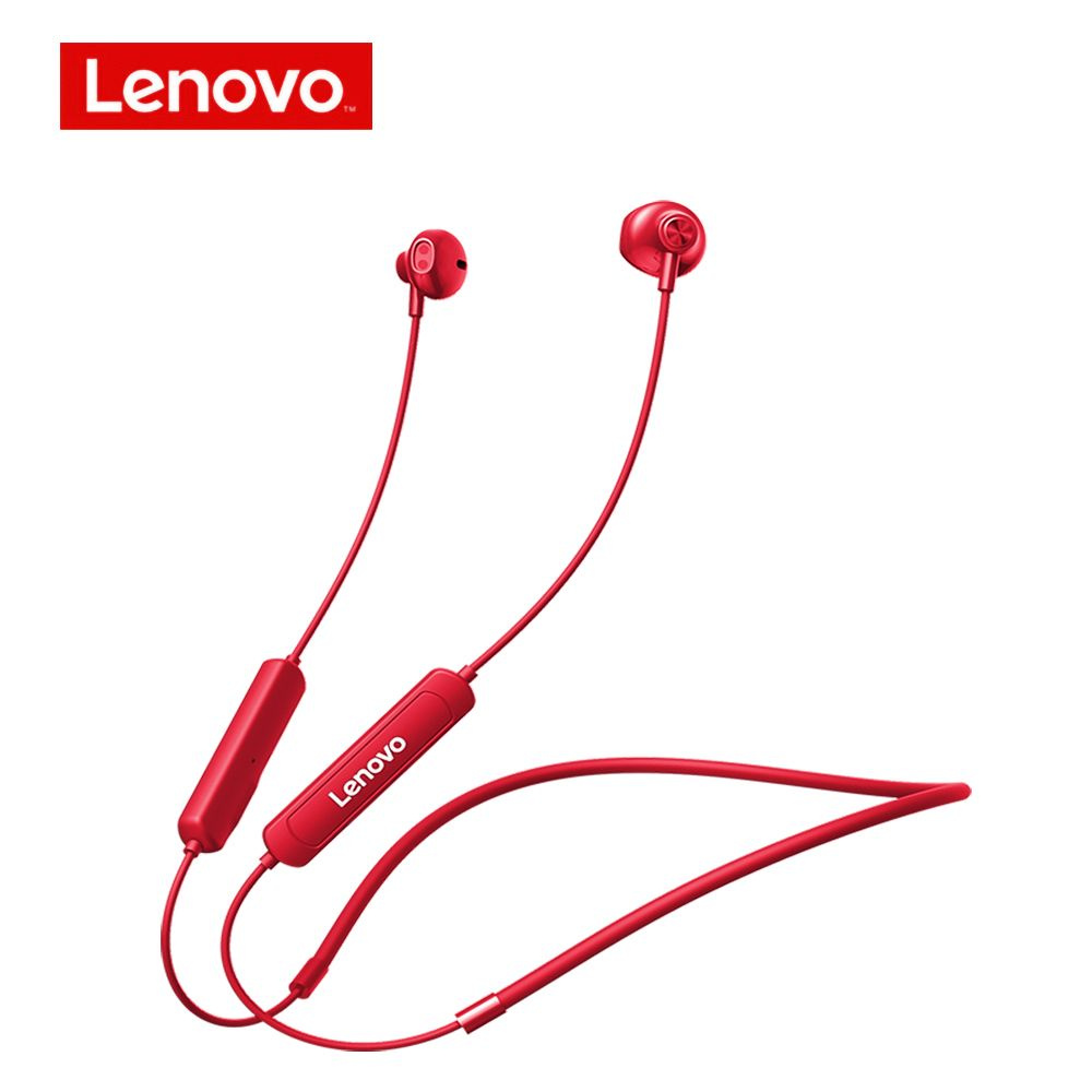 Lenovo Наушники беспроводные с микрофоном, красный #1