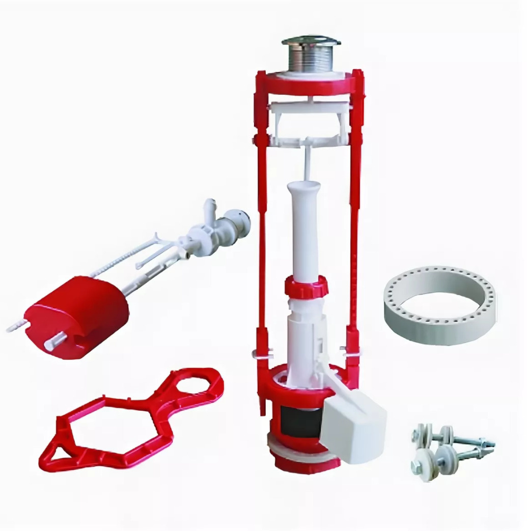 Арматура для бачка универсальная с метализированной кнопкой и нижней ...