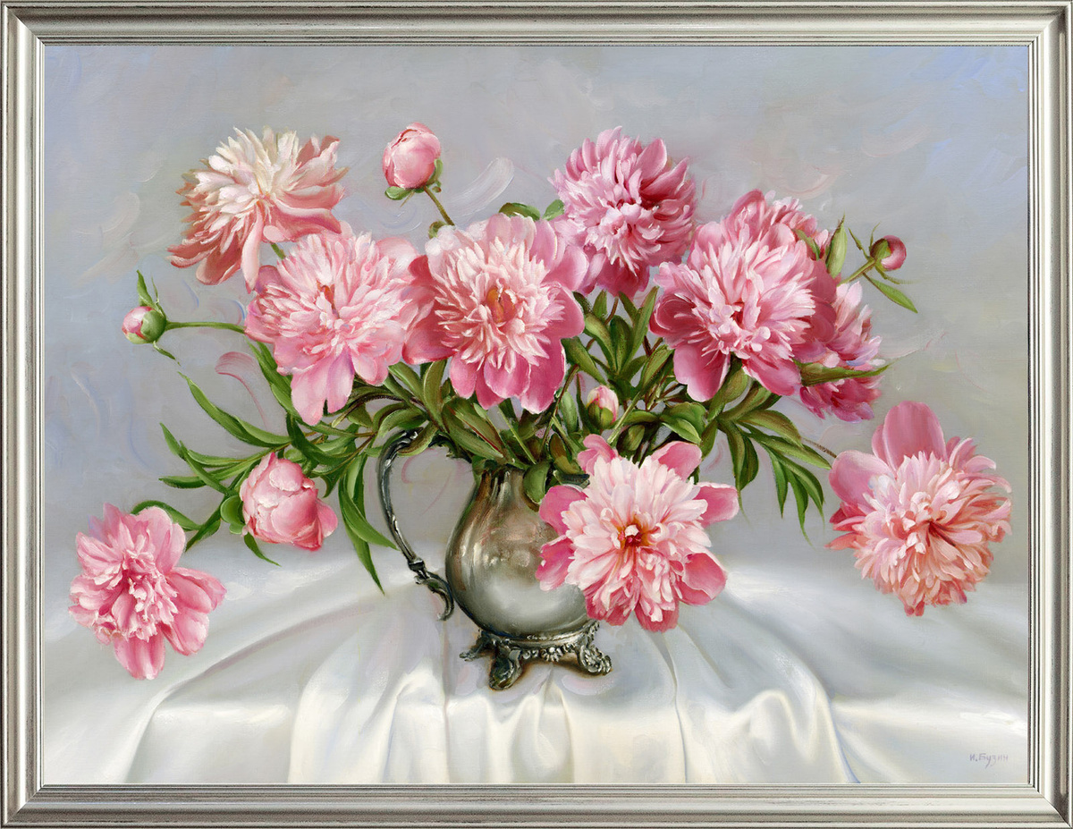 Картина на холсте, \"Розовые пионы\", 80х60 см., художник - Бузин Игорь ...
