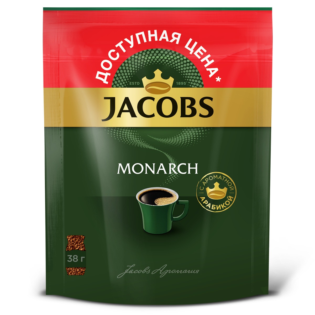 Кофе растворимый Jacobs Monarch, пакет, 38 г #1
