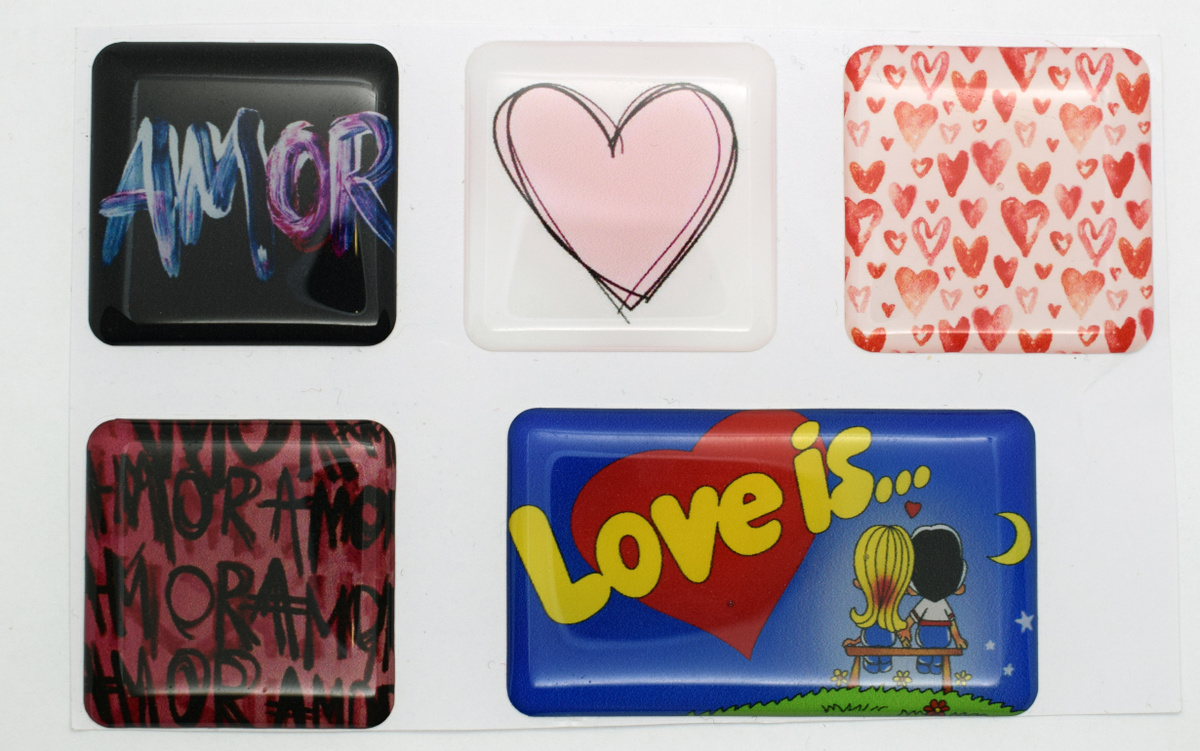 3D cтикеры / 3Д наклейки на телефон Любовь/Amore Love is... Набор 6шт. Размер 1 шт 3х3 см  #1