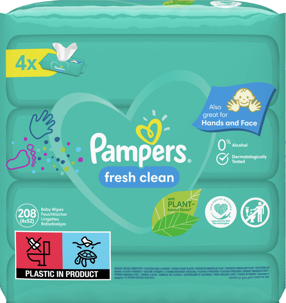 Влажные салфетки Pampers Wipes Fresh Clean, детские, 208 шт — купить в ...