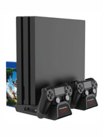Многофункциональный стенд Dobe для PS4 Slim/Pro с функцией охлаждения и док-станцией с индикацией зарядки для 2-х DualShock 4. Спонсорские товары
