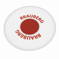 Ластик / резинка стирательная / стерка канцелярская для карандаша Brauberg Energy, 30х30х8 мм, белый, круглый, красный. Спонсорские товары