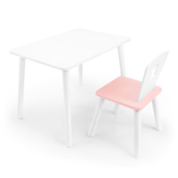 Комплект детский Стол и Стул от 1 года Rolti BABY "Корона" розовый/белый. Деревянный столик и стульчик. Детская мебель для малышей. Спонсорские товары