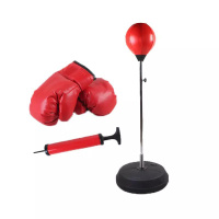 Детская боксерская груша на стойке с перчатками/ груша напольная для бокса регулируемая высота 90-120 см/ набор боксерский детский, красная. Спонсорские товары