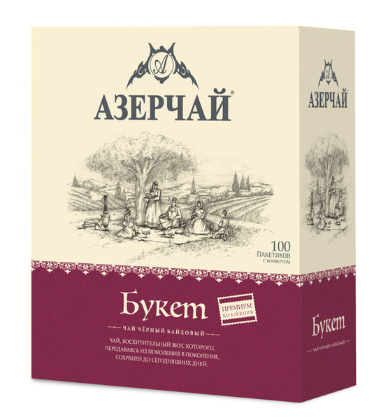 Чай в пакетиках черный Азерчай Premium collection Букет, 100 шт ...