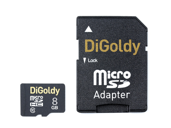 Карта памяти MicroSD 8GB DiGoldy Class 10 + SD адаптер / DG008GCSDHC10 ...