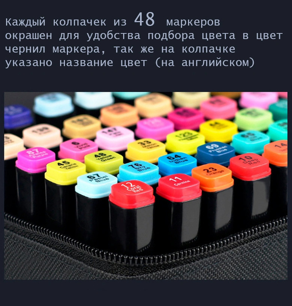Профессиональные двухсторонние маркеры для скетчинга в чехле, набор ...