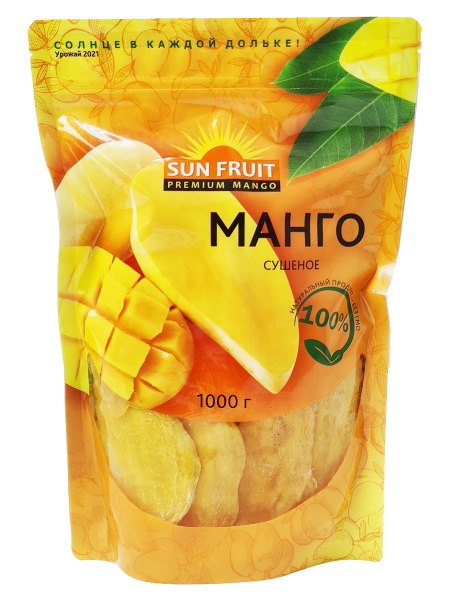 Манго сушеный натуральный, без сахара SunFruit 1000г / Манго сушеное ...