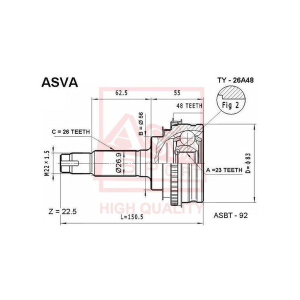 Шрус наружный сузуки альто. Ty-asv50a48. 99 26 48. Gp9a-26-048. Kay0-26-48za.