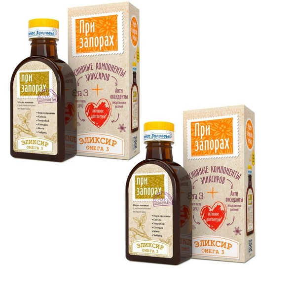 Масло льняное "Эликсир при Запорах", 2 шт. по 200 мл, Компас Здоровья ...