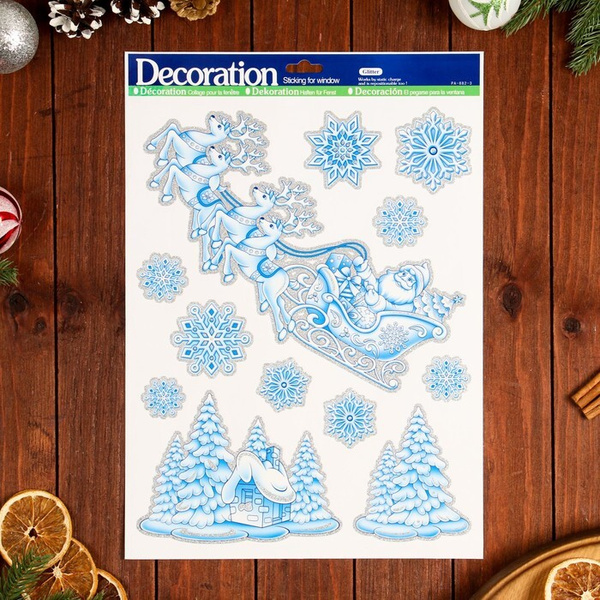 Новогодние наклейки на окна Ozon 75