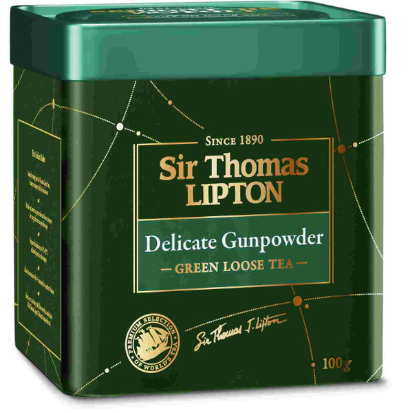 Чай Lipton Sir Thomas зеленый листовой Delicate Gunpowder, 100г - 10 ...