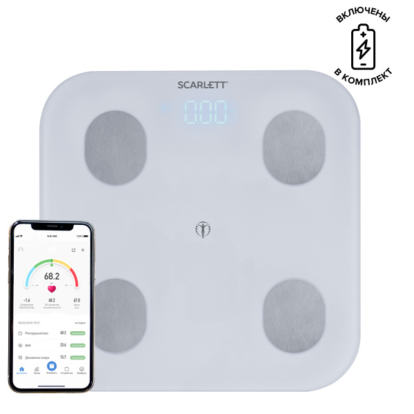 Напольные весы Scarlett Умные диагностические с функцией Bluetooth_SC ...