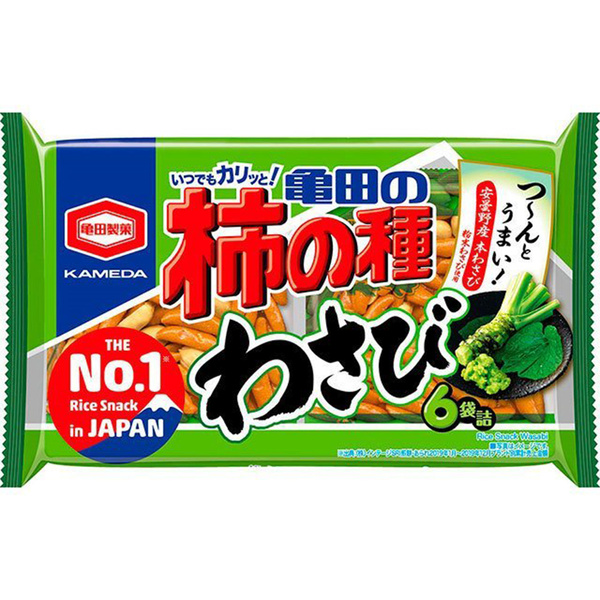 Японские рисовые снэки орешки с васаби Kameda Kakinotane Wasabi 164г ...