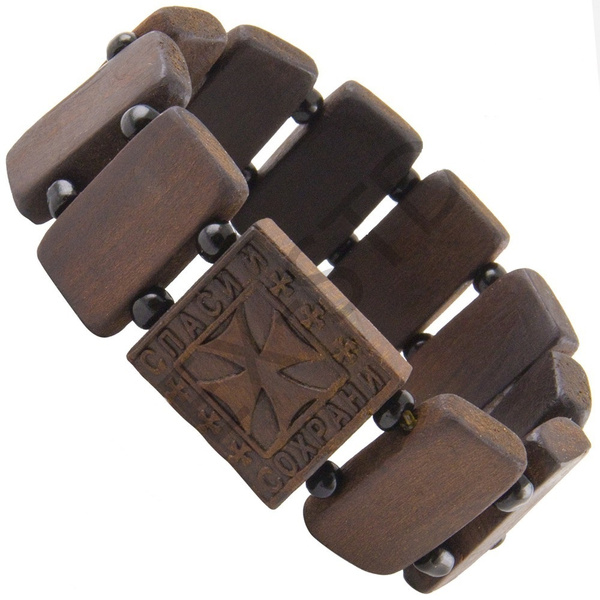 Браслет православный из самшита "Спаси и Сохрани" квадрат - купить с ...