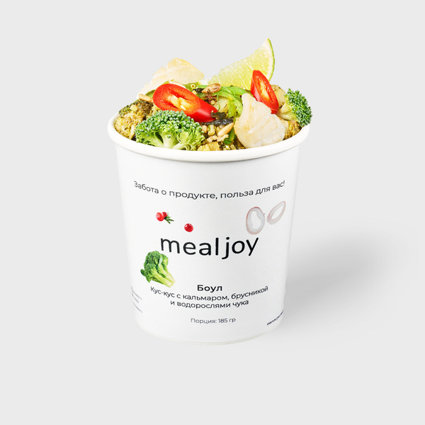 Готовое блюдо MEALJOY боул Кускус с кальмаром, брусникой и водорослями ...
