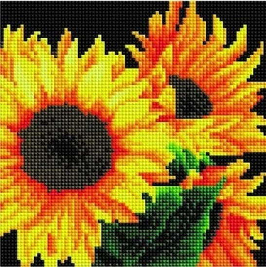 Алмазная мозаика Подсолнечники 20x20 см, картина стразами, выкладка ...
