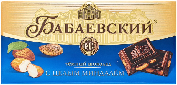 Бабаевский темный шоколад с целым миндалем, 14 шт по 200 г - купить с ...