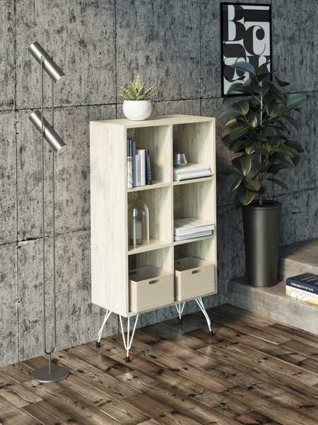Стеллаж Стеллаж_SL60/30/113_WOOD&STEEL_Дуб Крафт Белый, 60х30х113 см ...