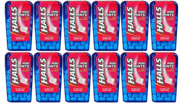 Конфеты HALLS Mini Mints без сахара со вкусом арбуза, 12 шт по 12,5г ...