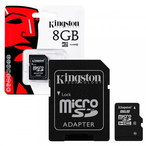 Карта памяти Kingston 8Gb карта microSD (с адаптером) TF-карта Class 10 ...