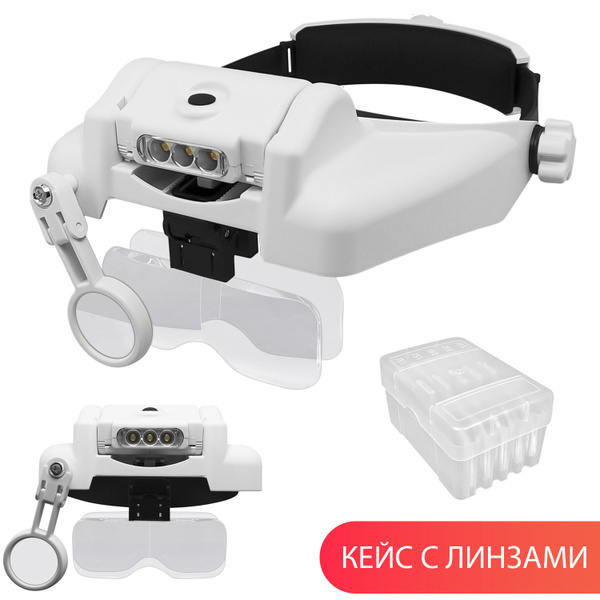 Лупа налобная / бинокулярная / очки увеличительные / со сменными ...