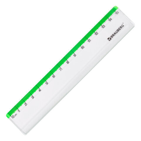 24 шт., Линейка пластиковая 15 см BRAUBERG "FRESH ZONE", прозрачная, с ...