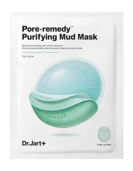 Обновляющая тканевая маска для лица с зеленой глиной / Dr.Jart Pore ...