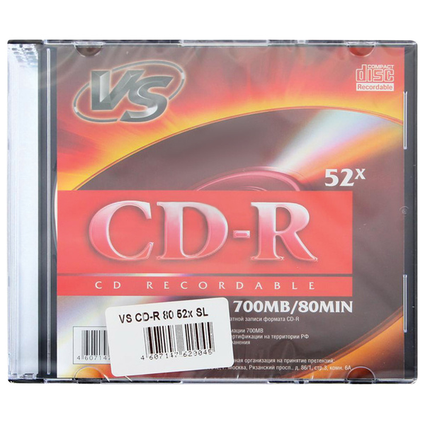 Диск CD-R VS 700 Mb 52x Slim Case (1 штука) VSCDRSL01 - купить с ...