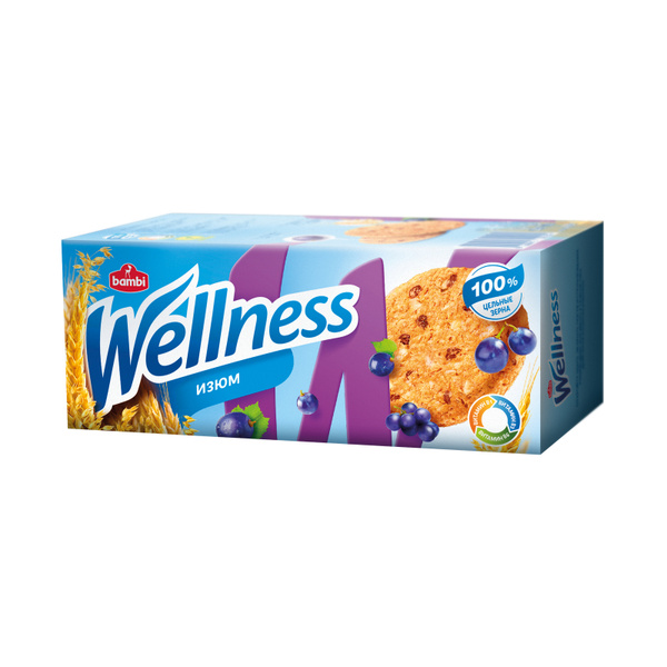 Печенье Wellness цельнозерновое с изюмом и витаминами, 210 г купить на ...