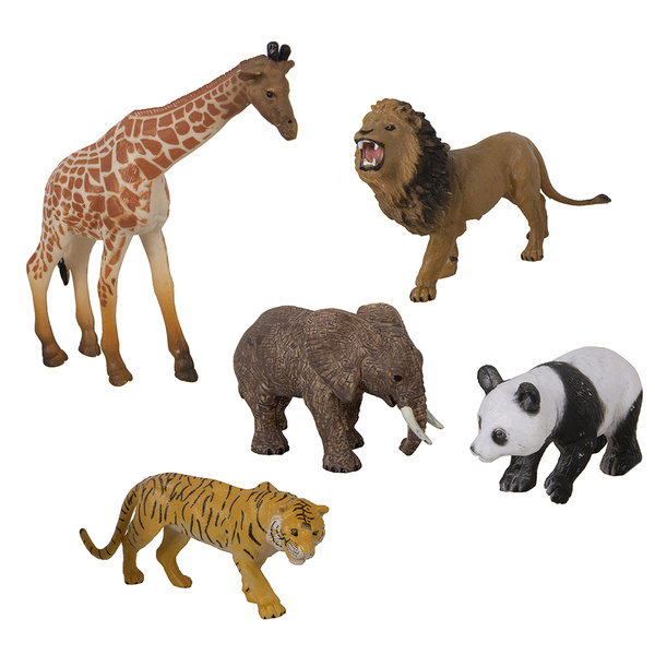 Фигурки животных 5 шт/ ДИКИЕ ЖИВОТНЫЕ/ Большие Фигурки Слон, Лев, Панда ...