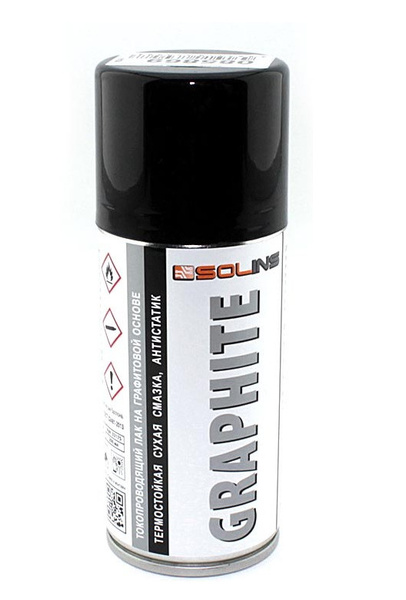 SOLINS GRAPHITE 200 мл. Токопроводящий графитовый лак Спрей-аэрозоль ...