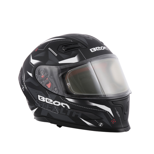 Мотошлем Beon интеграл B-503 matt black / white L - купить с доставкой ...