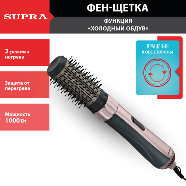 Фен-щетка для волос Supra с керамическим покрытием, вращением в обе ...