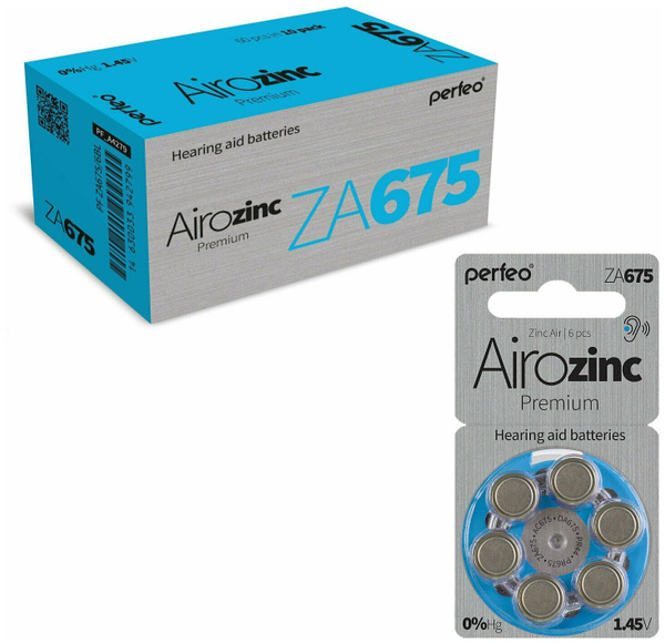 Батарейка PERFEO ZA 675 ( 6BL)(60) Airozinc Premium для слуховых ...
