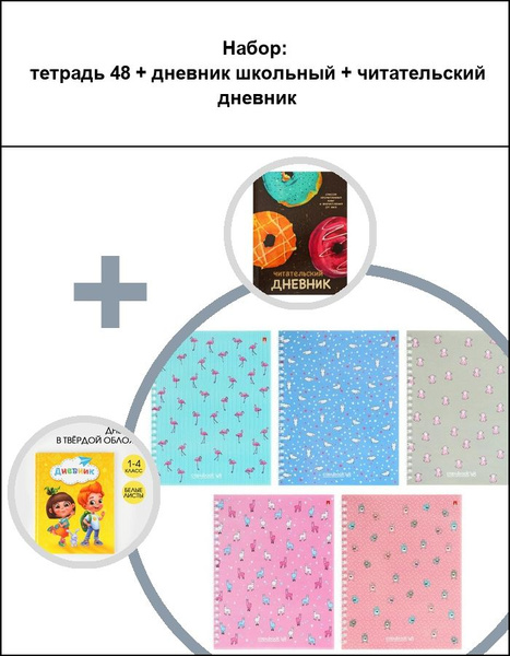 Набор: тетрадь 48, дневник школьный, читательский дневник - купить с ...
